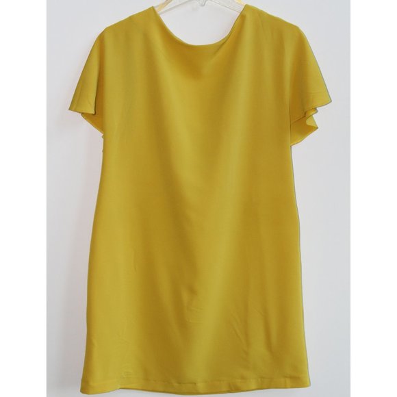 Zara, Short-Sleeve Ruffle Dress, Mustard Yellow, Size S - Picture 1 of 2